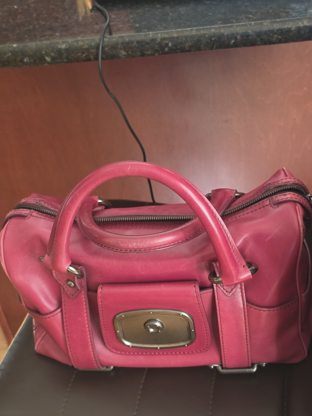 ✨️Vintage CELINE Burgundy Leather Boogie-Style Satchel ✨ NWOT - Picture 7 of 10